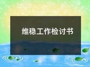維穩(wěn)工作檢討書(shū)