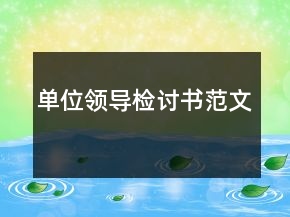 單位領(lǐng)導(dǎo)檢討書(shū)范文