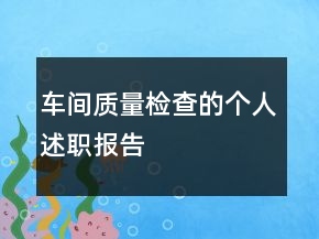 車間質(zhì)量檢查的個(gè)人述職報(bào)告