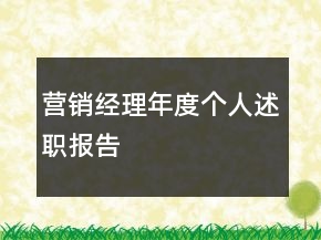 營銷經(jīng)理年度個(gè)人述職報(bào)告