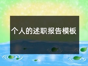 個人的述職報告模板