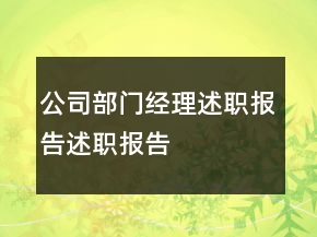 公司部門經理述職報告述職報告
