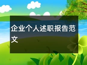 企業(yè)個人述職報告范文