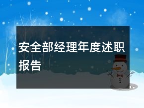 安全部經(jīng)理年度述職報告