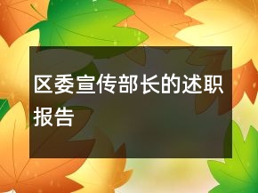 區(qū)委宣傳部長(zhǎng)的述職報(bào)告