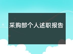 采購部個(gè)人述職報(bào)告