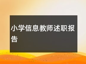 小學信息教師述職報告