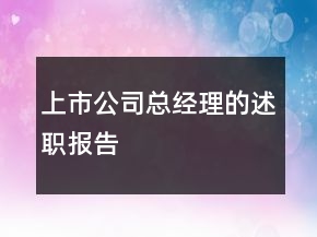 上市公司總經(jīng)理的述職報告