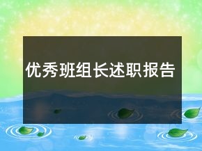 優(yōu)秀班組長述職報告