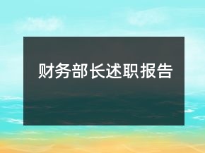 財(cái)務(wù)部長(zhǎng)述職報(bào)告