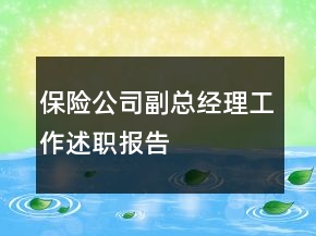 保險公司副總經(jīng)理工作述職報告