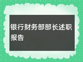 銀行財務(wù)部部長述職報告