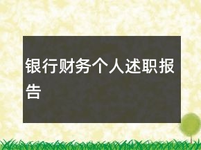 銀行財務(wù)個人述職報告