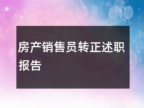 房產(chǎn)銷售員轉(zhuǎn)正述職報告