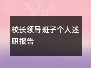 校長領導班子個人述職報告