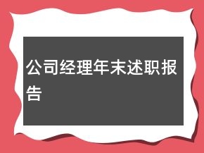 公司經(jīng)理年末述職報告