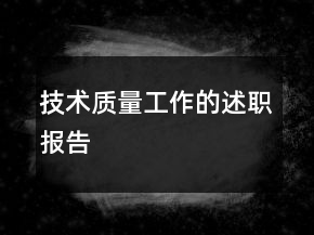 技術(shù)質(zhì)量工作的述職報(bào)告