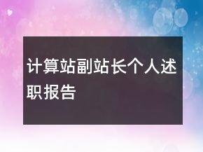 計(jì)算站副站長(zhǎng)個(gè)人述職報(bào)告