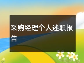 采購(gòu)經(jīng)理個(gè)人述職報(bào)告