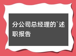 分公司總經(jīng)理的`述職報(bào)告