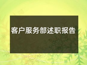 客戶服務(wù)部述職報(bào)告