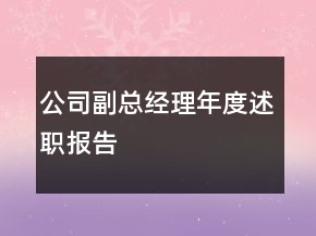 公司副總經(jīng)理年度述職報告