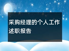 采購經(jīng)理的個(gè)人工作述職報(bào)告