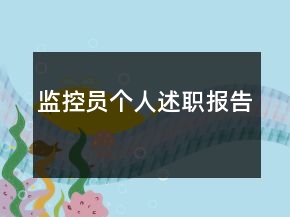 監(jiān)控員個人述職報告