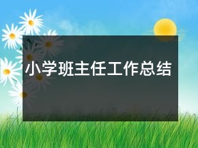 小學(xué)班主任工作總結(jié)