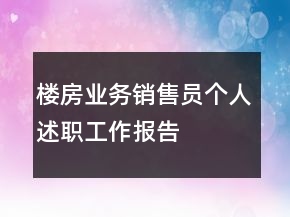 樓房業(yè)務銷售員個人述職工作報告