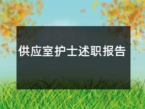 供應(yīng)室護(hù)士述職報(bào)告