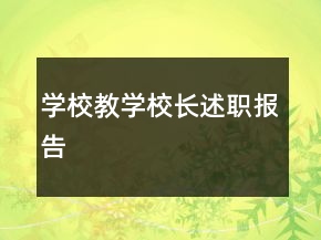 學(xué)校教學(xué)校長(zhǎng)述職報(bào)告