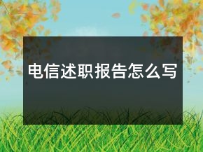電信述職報告怎么寫