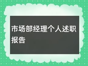 市場部經(jīng)理個(gè)人述職報(bào)告