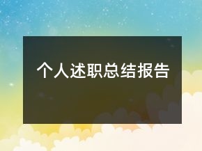 個人述職總結報告