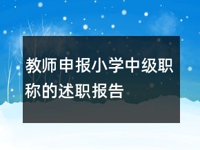 教師申報小學(xué)中級職稱的述職報告