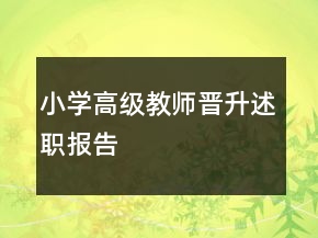 小學(xué)高級教師晉升述職報告