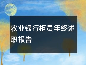農(nóng)業(yè)銀行柜員年終述職報(bào)告