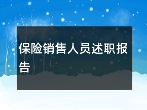 保險銷售人員述職報告