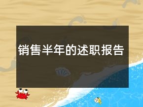 銷售半年的述職報(bào)告