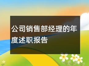 公司銷售部經(jīng)理的年度述職報告