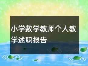 小學(xué)數(shù)學(xué)教師個人教學(xué)述職報告