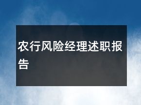 農(nóng)行風(fēng)險(xiǎn)經(jīng)理述職報(bào)告