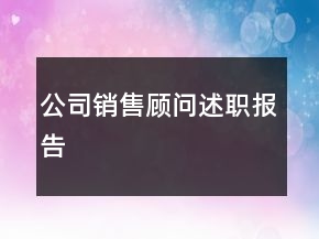 公司銷售顧問(wèn)述職報(bào)告