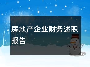 房地產(chǎn)企業(yè)財務(wù)述職報告
