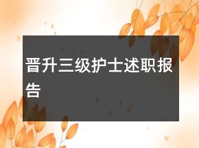 晉升三級護士述職報告