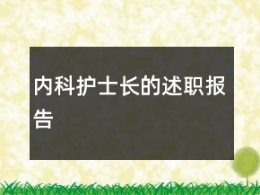 內(nèi)科護(hù)士長的述職報(bào)告
