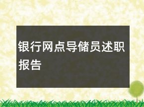 銀行網(wǎng)點(diǎn)導(dǎo)儲(chǔ)員述職報(bào)告