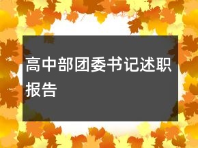 高中部團委書記述職報告