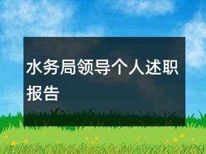 水務局領(lǐng)導個人述職報告